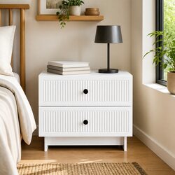 Versatile White Nightstand with Ample Storage Space