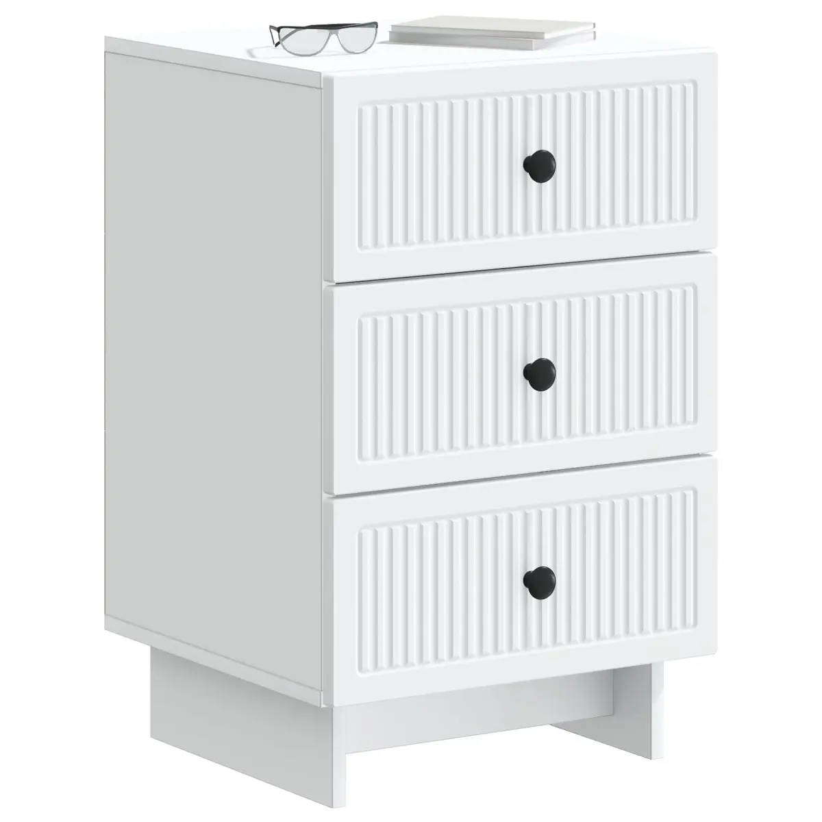 Bedside Cabinet White Engineered Wood 43x41x66.5cm Bedroom Storage Drawers