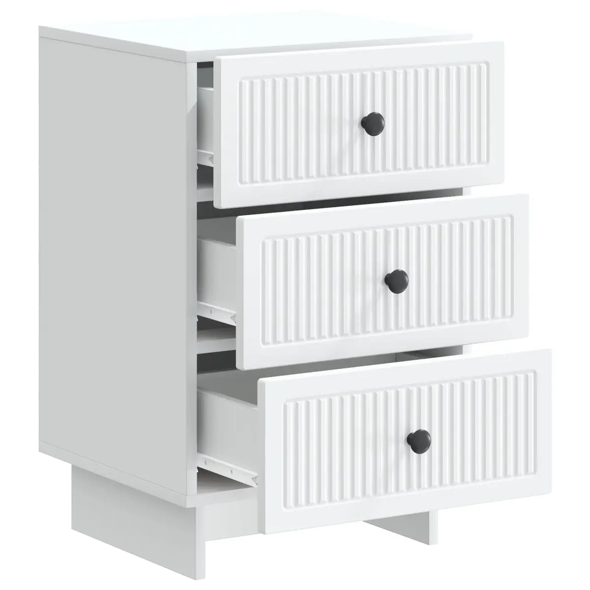 Bedside Cabinet White Engineered Wood 43x41x66.5cm Bedroom Storage Drawers