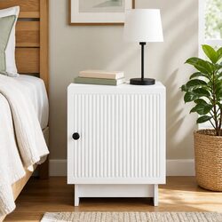 Bedside Cabinet White Modern Storage Nightstand Compact Bedroom Furniture