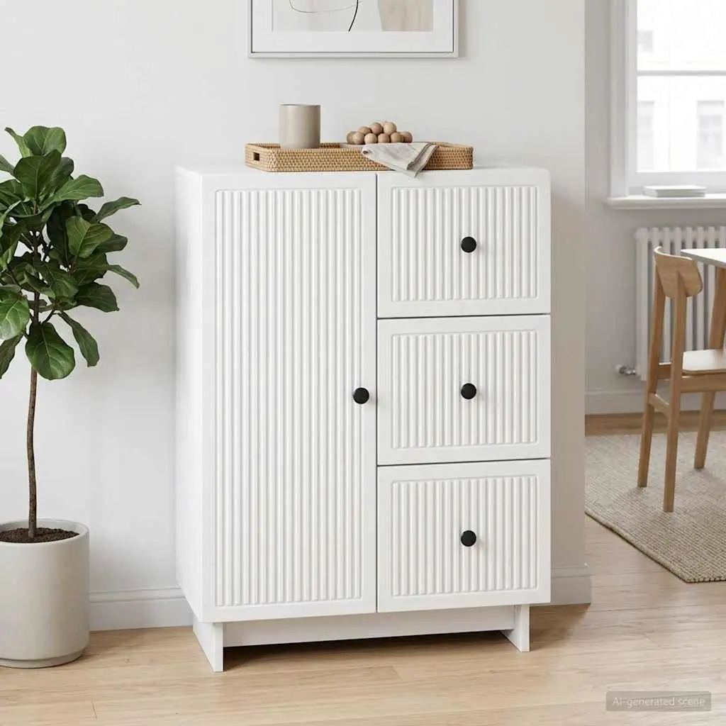 Sideboard Storage Cabinet Modern Engineered Wood Buffet 66 x 34.5 x 90 cm White