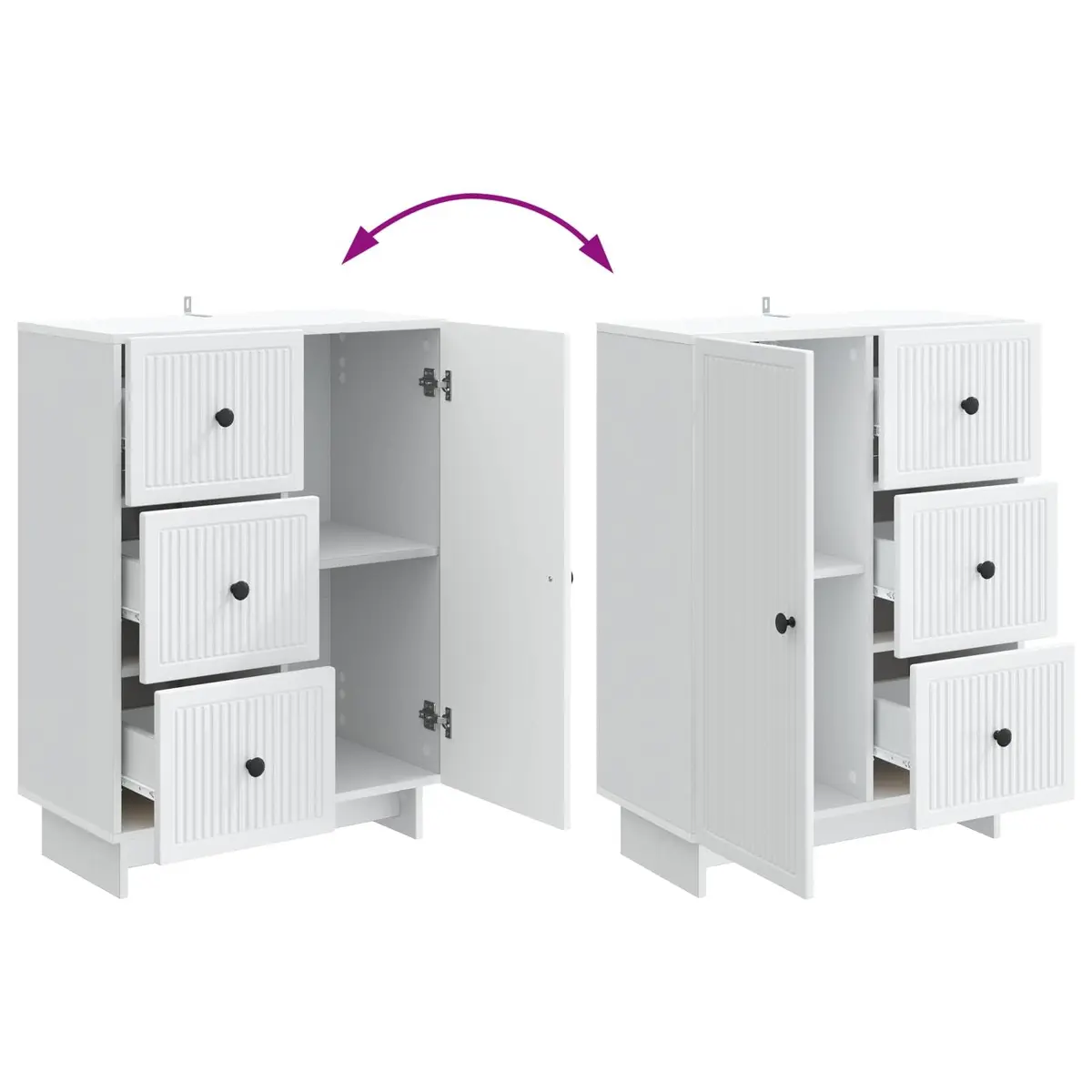 Sideboard Storage Cabinet Modern Engineered Wood Buffet 66 x 34.5 x 90 cm White