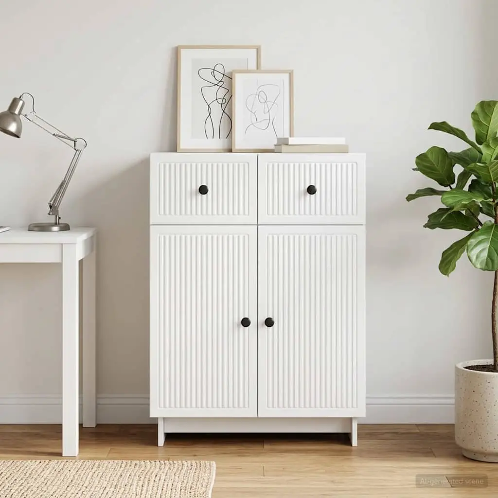White Sideboard 66x34.5x90cm with Vintage Touch