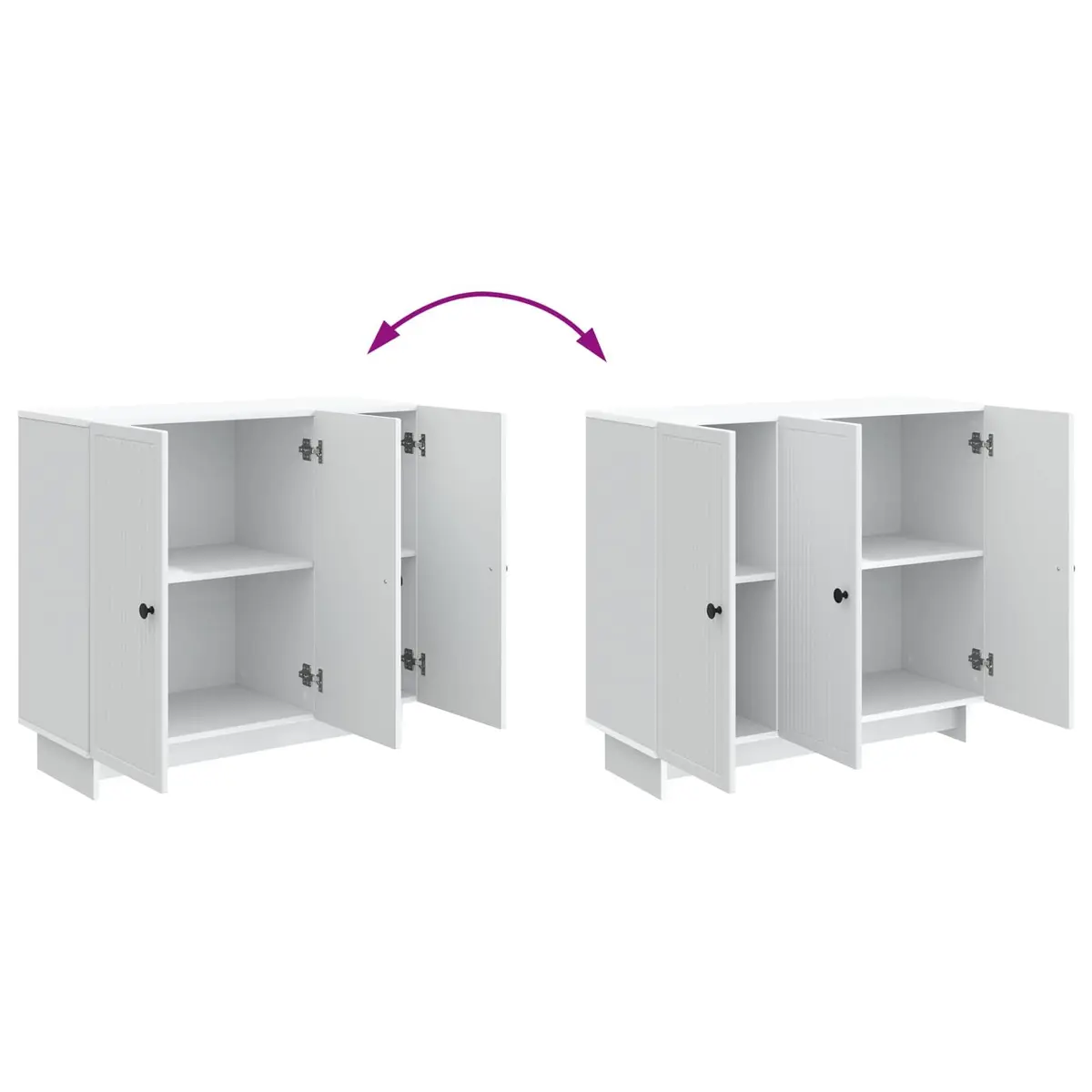 White Sideboard Engineered Wood Storage Cabinet Buffet Furniture Rectangular