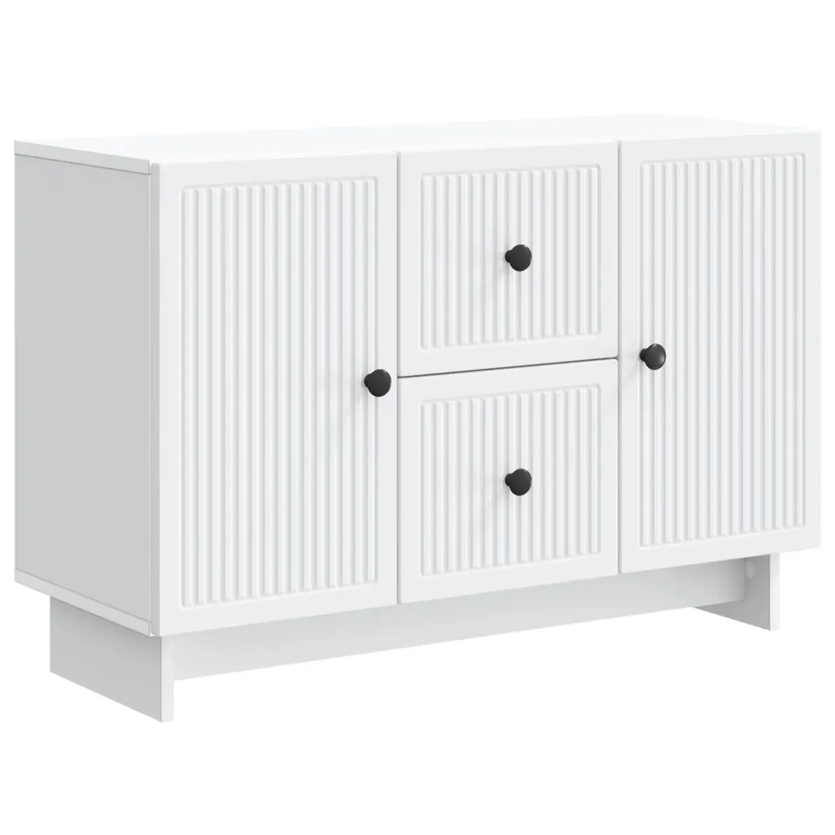 Sideboard White Storage Cabinet with Drawers and Swing Doors 89 x 34.5 x 60 cm