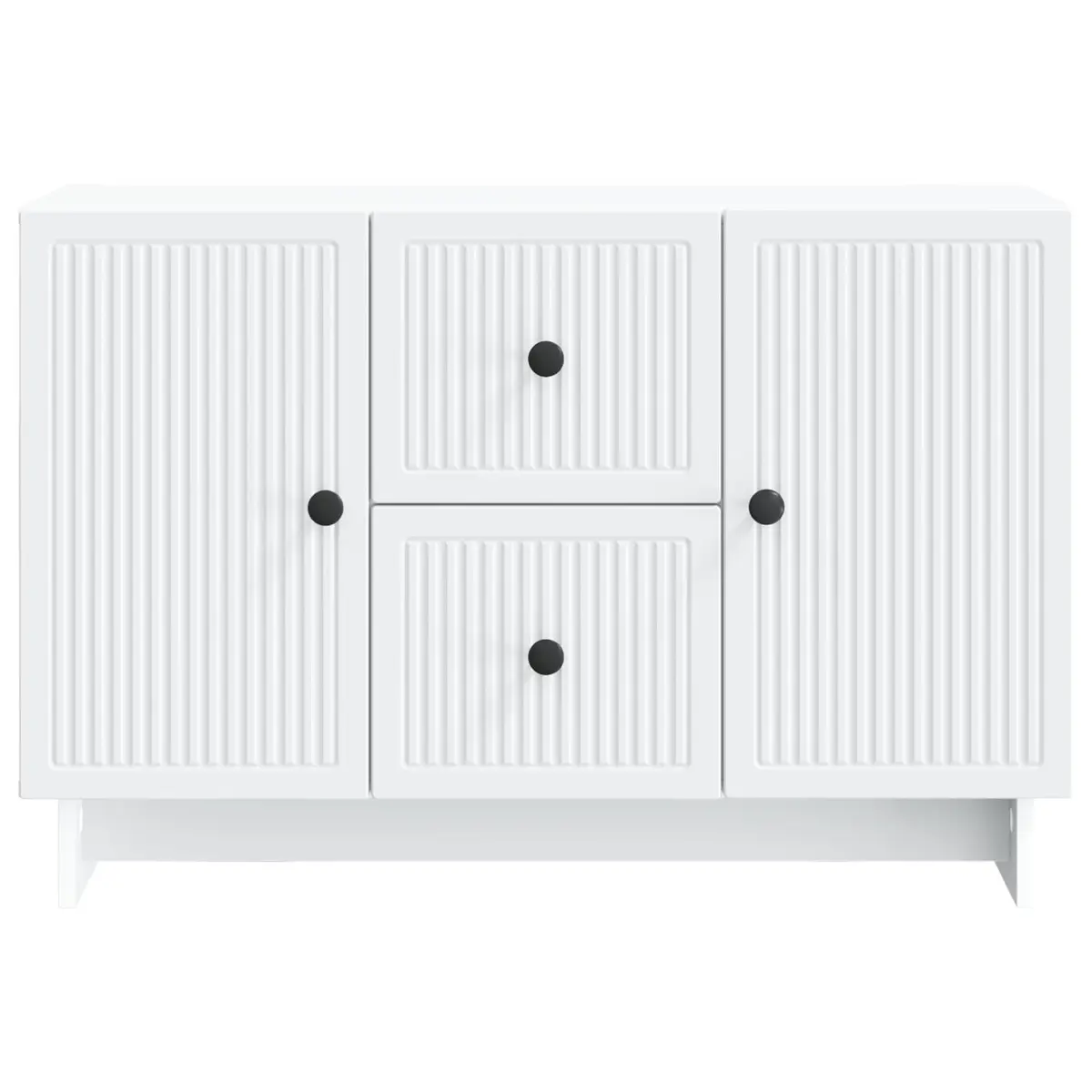 Sideboard White Storage Cabinet with Drawers and Swing Doors 89 x 34.5 x 60 cm