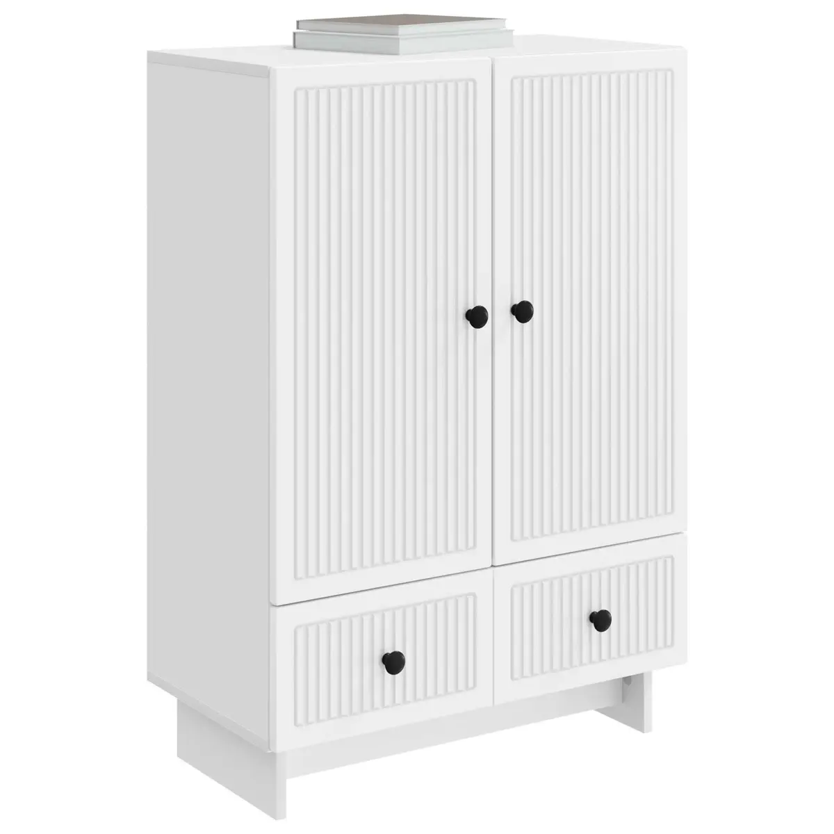 White Sideboard Storage Cabinet with Drawers Doors Engineered Wood Furniture