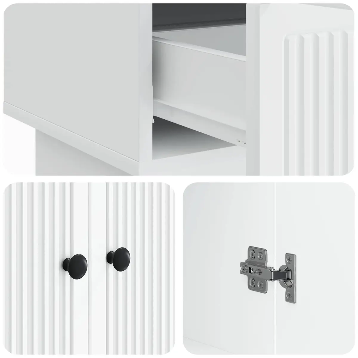 White Sideboard Storage Cabinet with Drawers Doors Engineered Wood Furniture