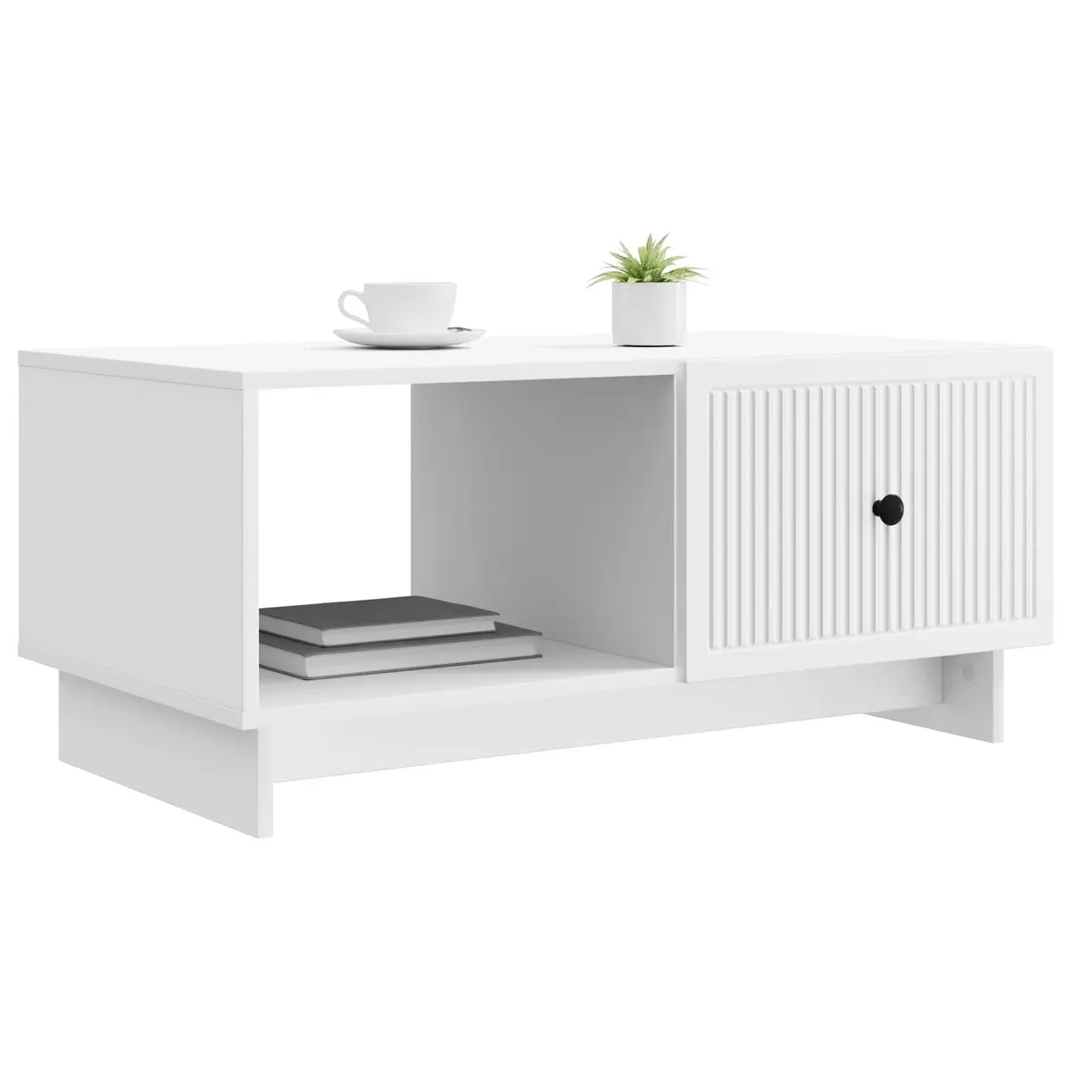 Coffee Table White Rectangular Living Room Storage Accent Furniture 90 x 50 x