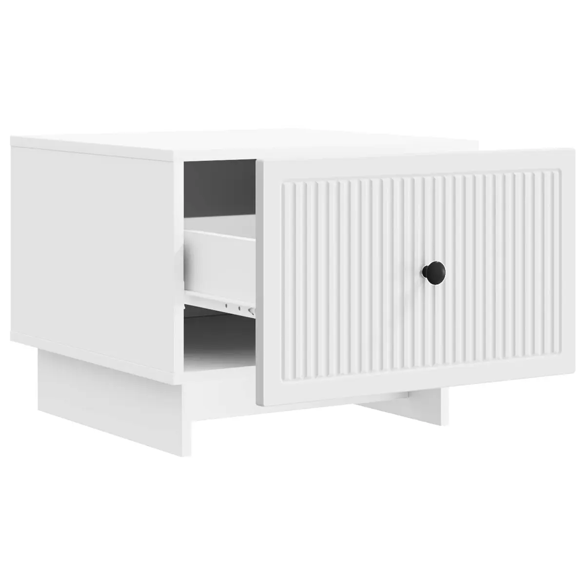 Coffee Table with Drawer White Stripe Border Modern Living Room Accent Furniture