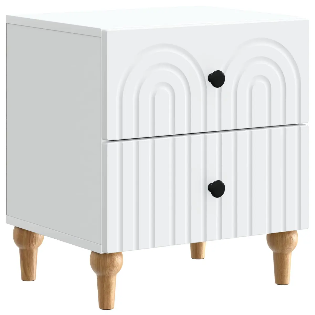Bedside Cabinet Storage Drawer 43 x 34.5 x 48 cm White Modern Nightstand Table