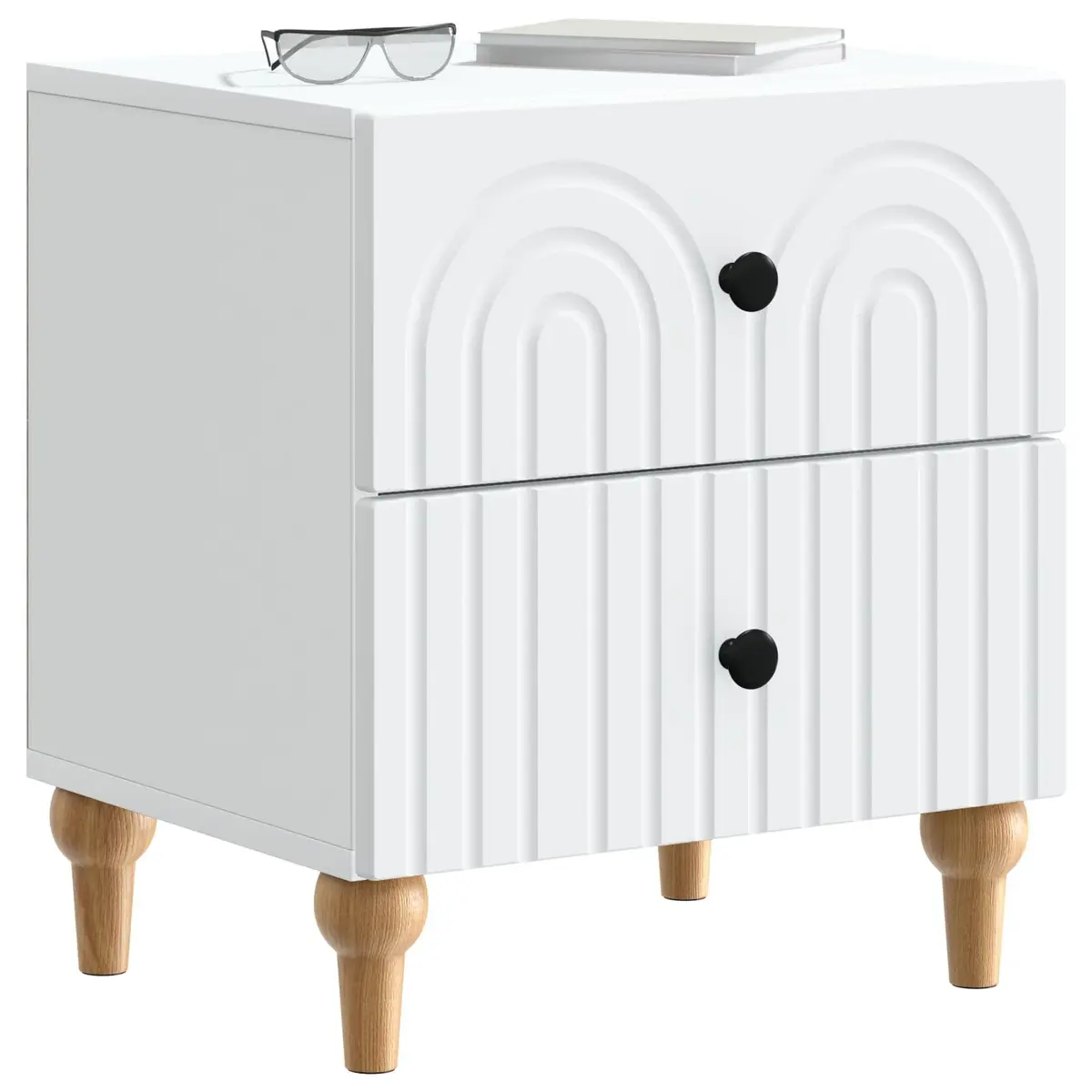 Bedside Cabinet Storage Drawer 43 x 34.5 x 48 cm White Modern Nightstand Table