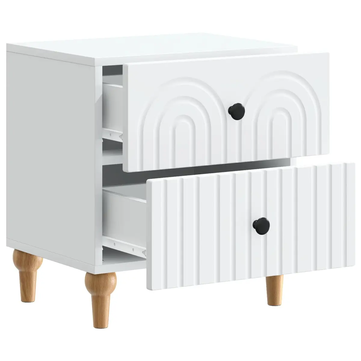 Bedside Cabinet Storage Drawer 43 x 34.5 x 48 cm White Modern Nightstand Table