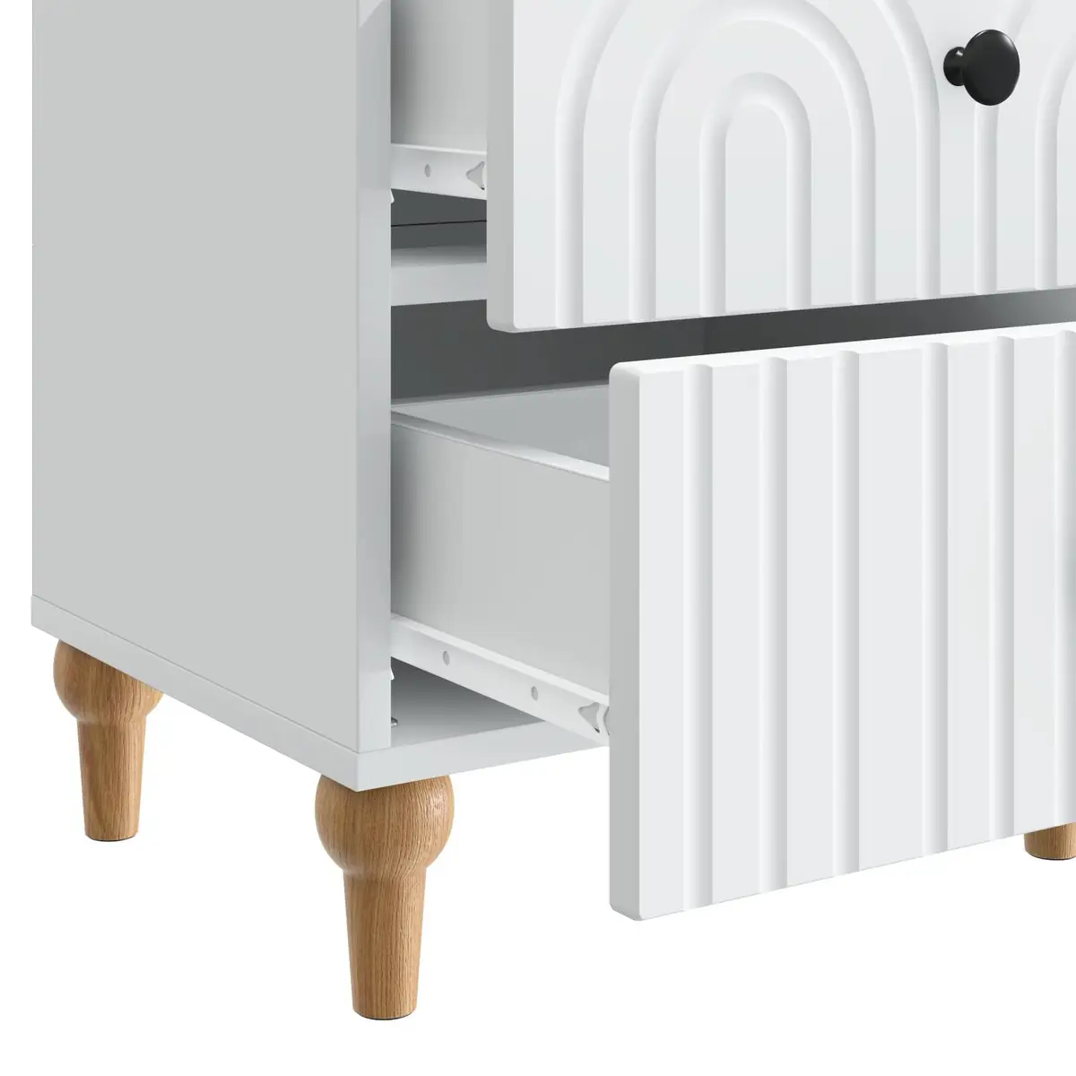 Bedside Cabinet Storage Drawer 43 x 34.5 x 48 cm White Modern Nightstand Table