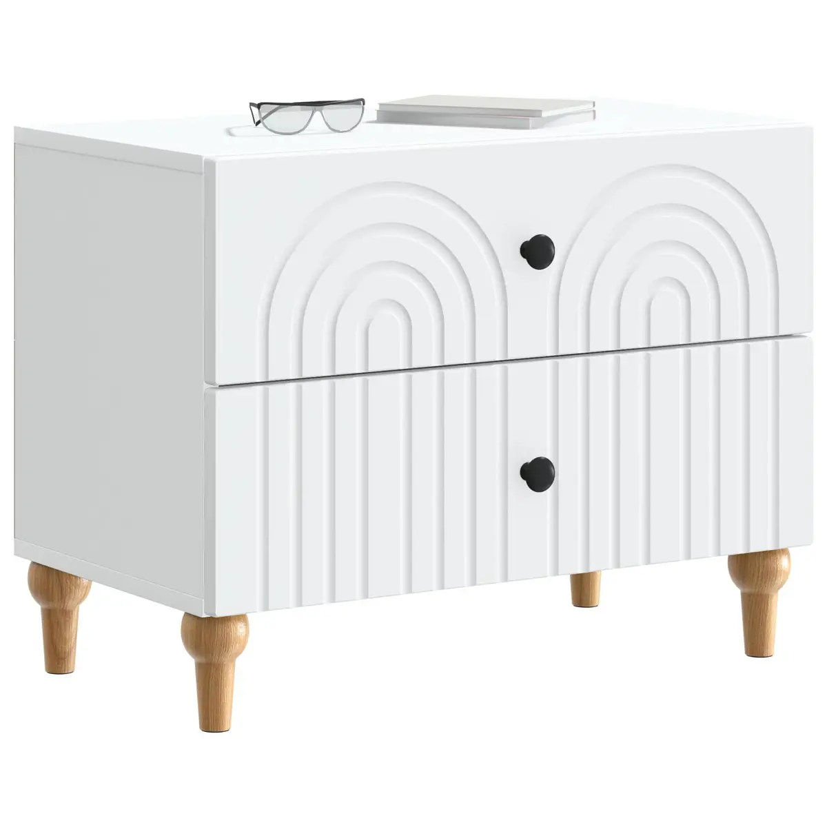 White Bedside Cabinet with Storage Solutions