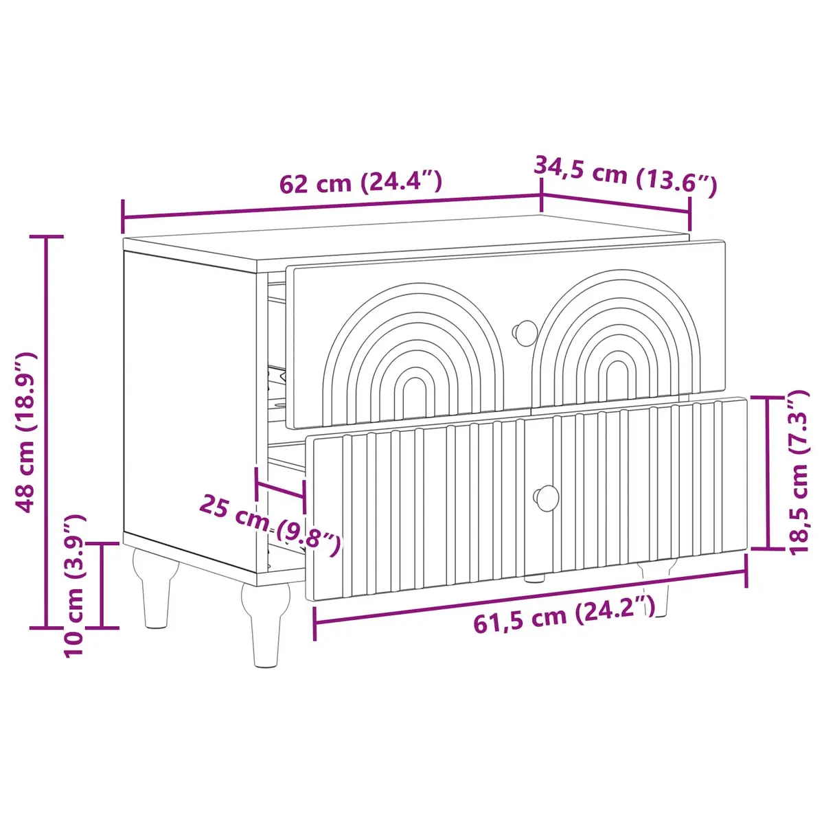 White Bedside Cabinet with Storage Solutions