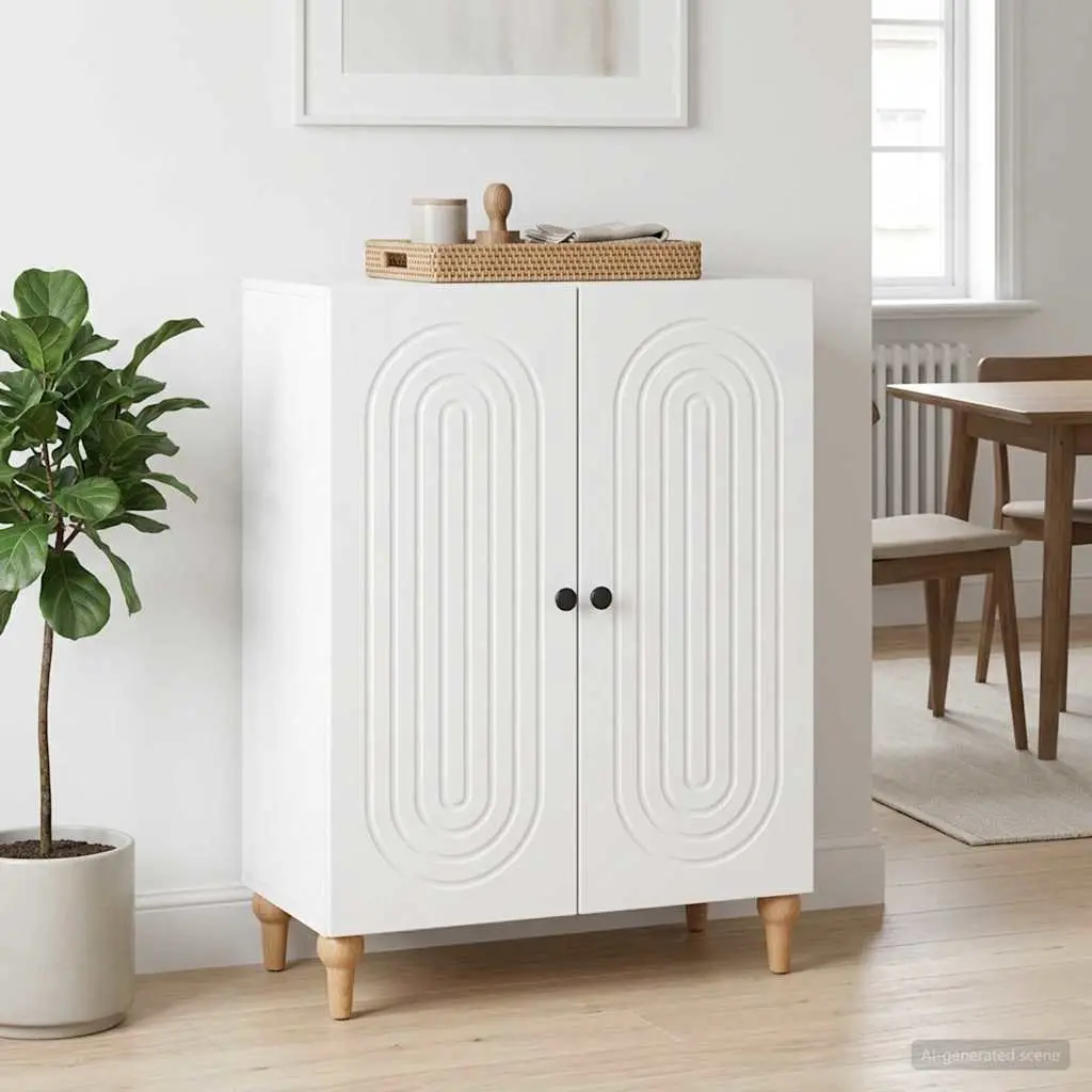 White Sideboard Modern Storage Cabinet Engineered Wood Buffet Living Dining Room