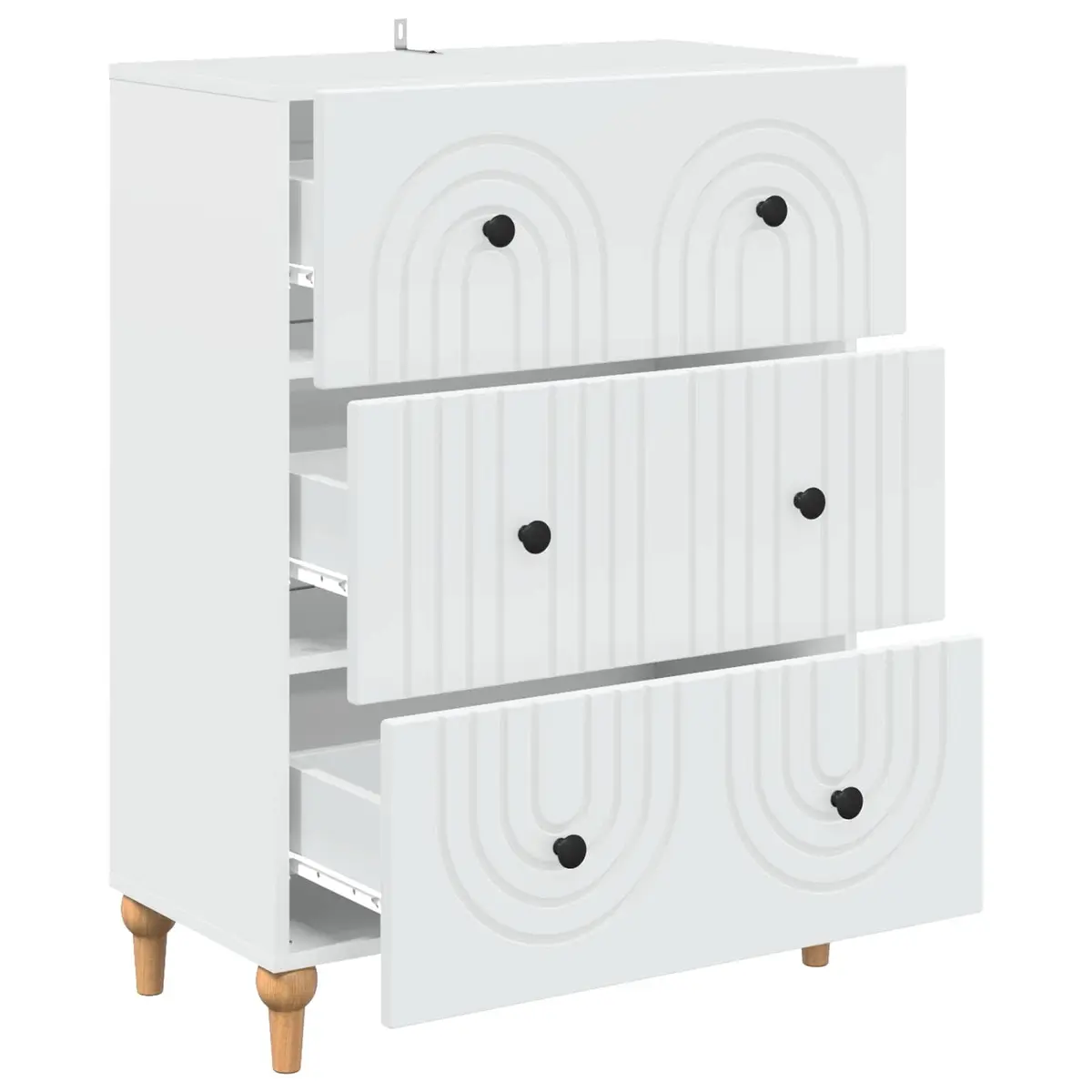 Storage Cabinet Drawer Unit Modern Living Room Furniture 66 x 34.5 x 90 cm White