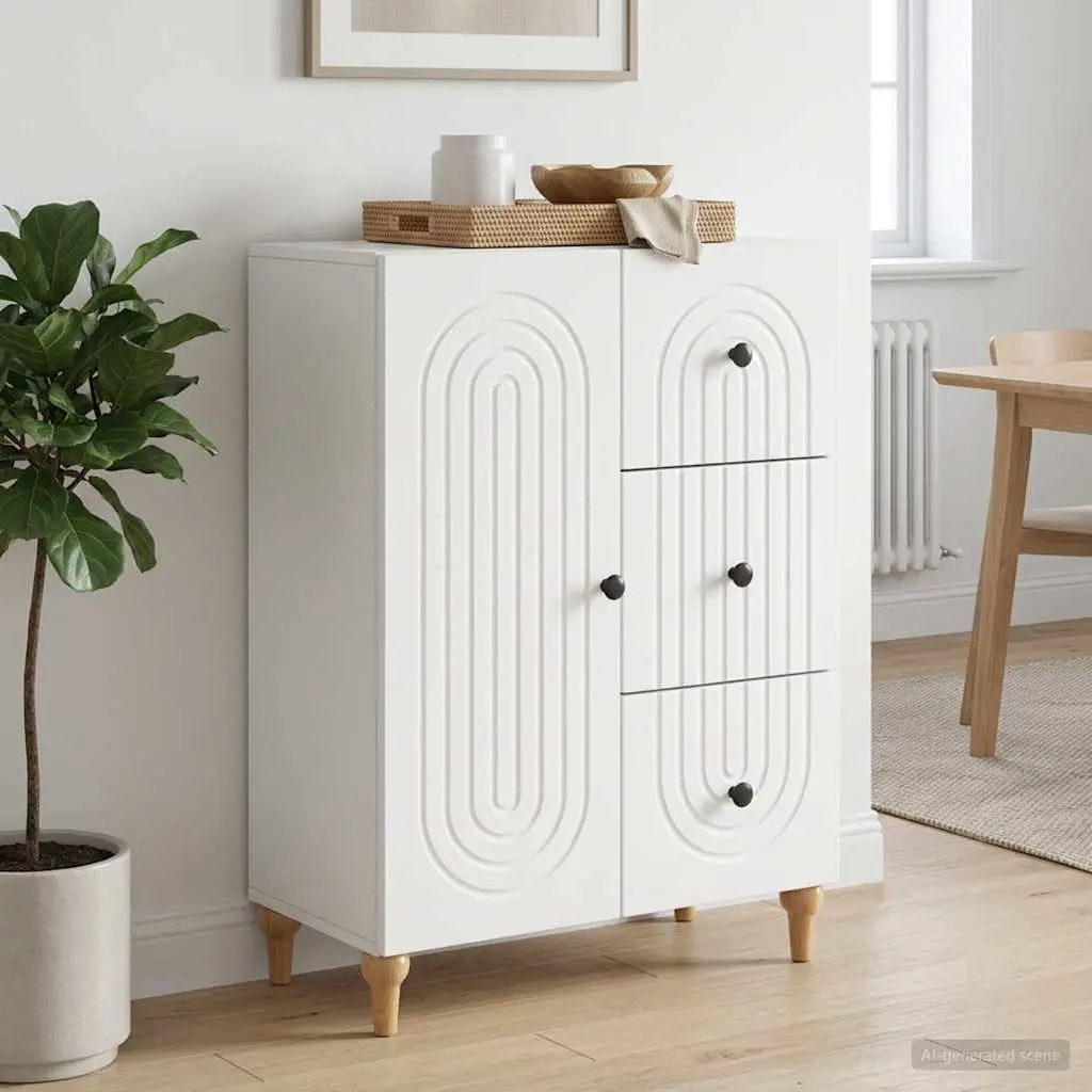 White Sideboard Storage Cabinet 66 x 34.5 x 90 cm Lounge Dining Room Furniture