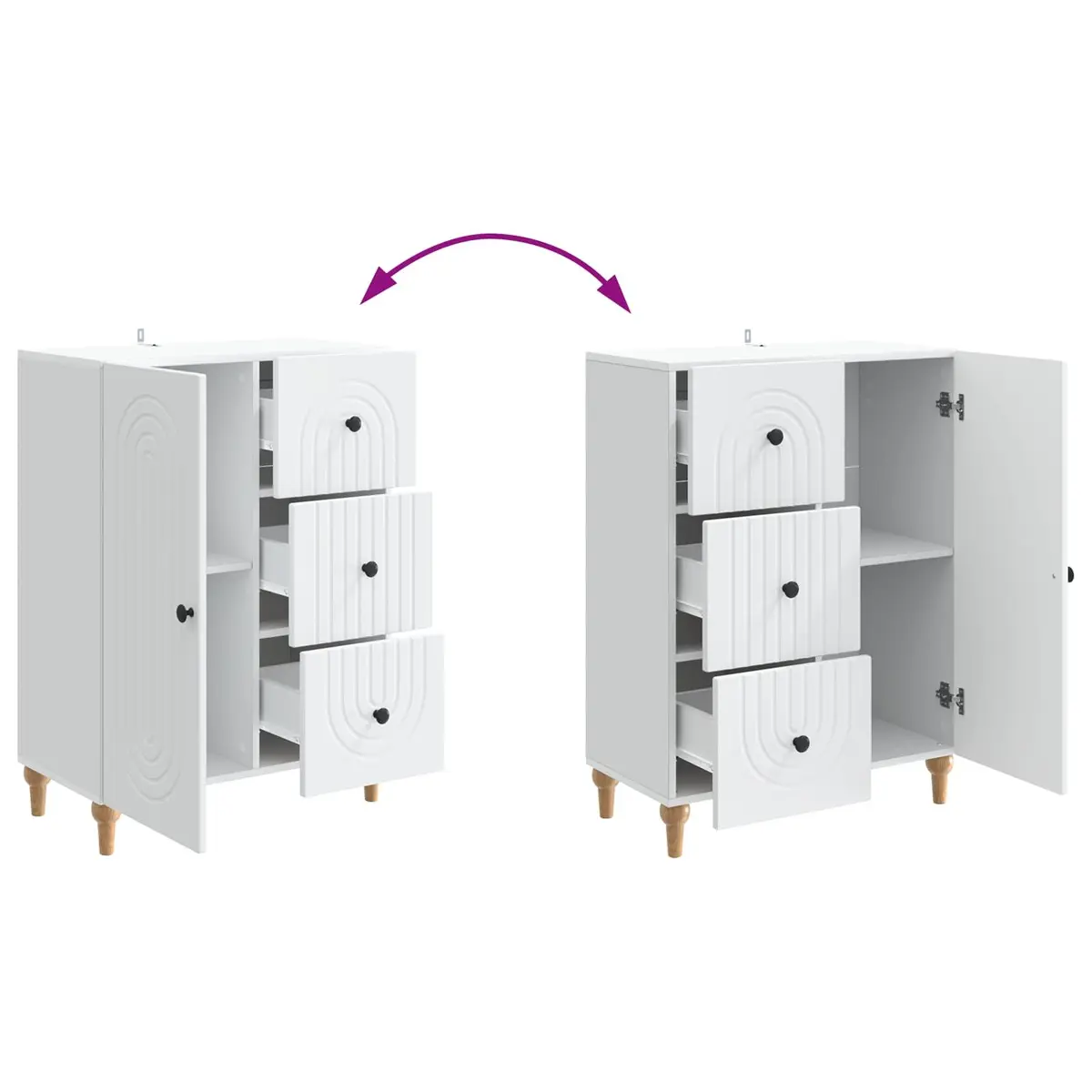 White Sideboard Storage Cabinet 66 x 34.5 x 90 cm Lounge Dining Room Furniture