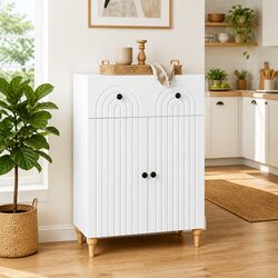 Reliable White Sideboard Cabinet 66x34.5x90cm for Practical Storage