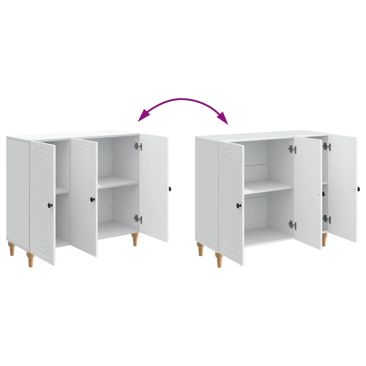 Modern Sideboard Cabinet White Storage Buffet Engineered Wood 89x34.5x80cm