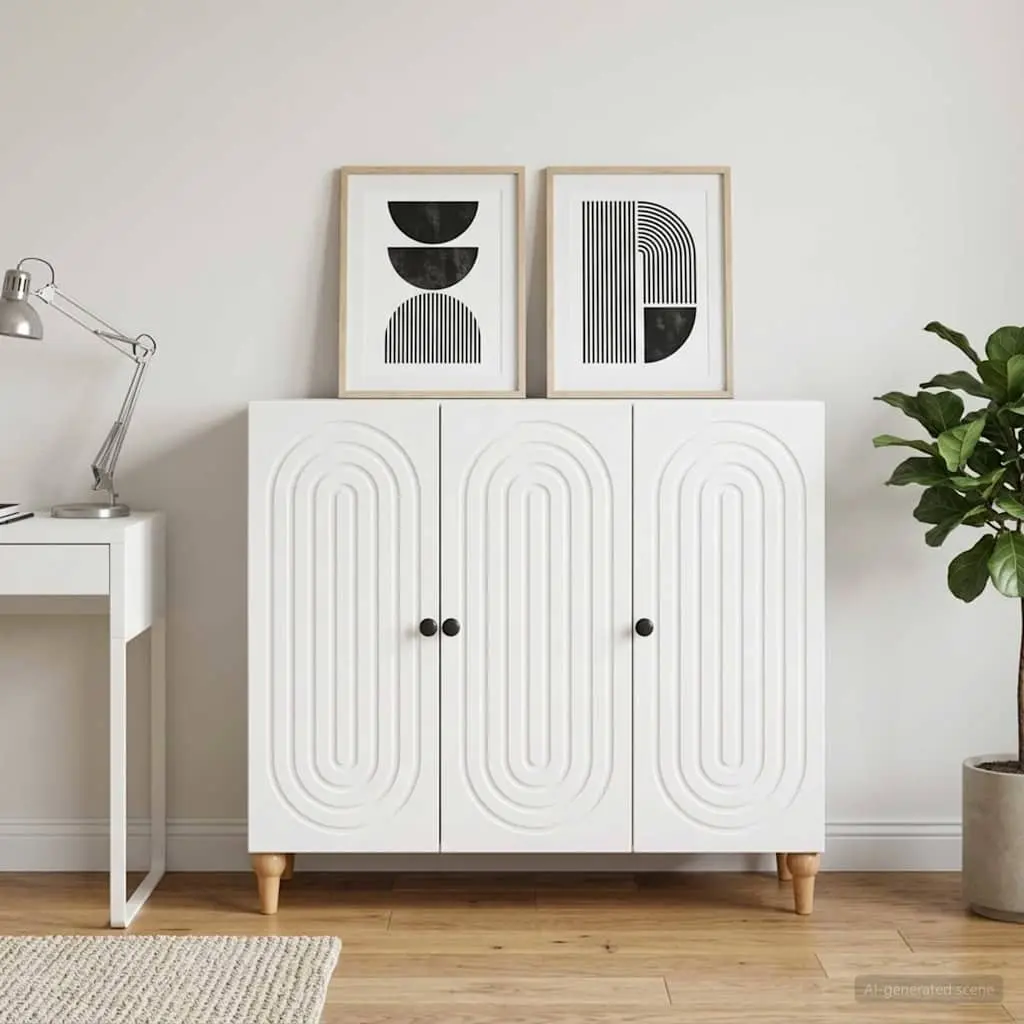 Modern Sideboard Cabinet White Storage Buffet Engineered Wood 89x34.5x80cm