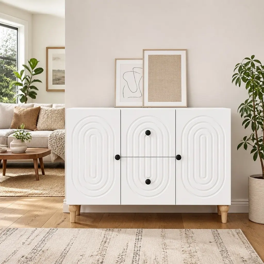 TV Cabinet Modern Storage Unit Engineered Wood 89 x 34.5 x 60 cm White