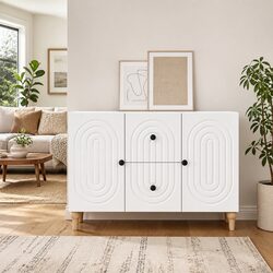 Reliable White TV Cabinet with Functional Storage