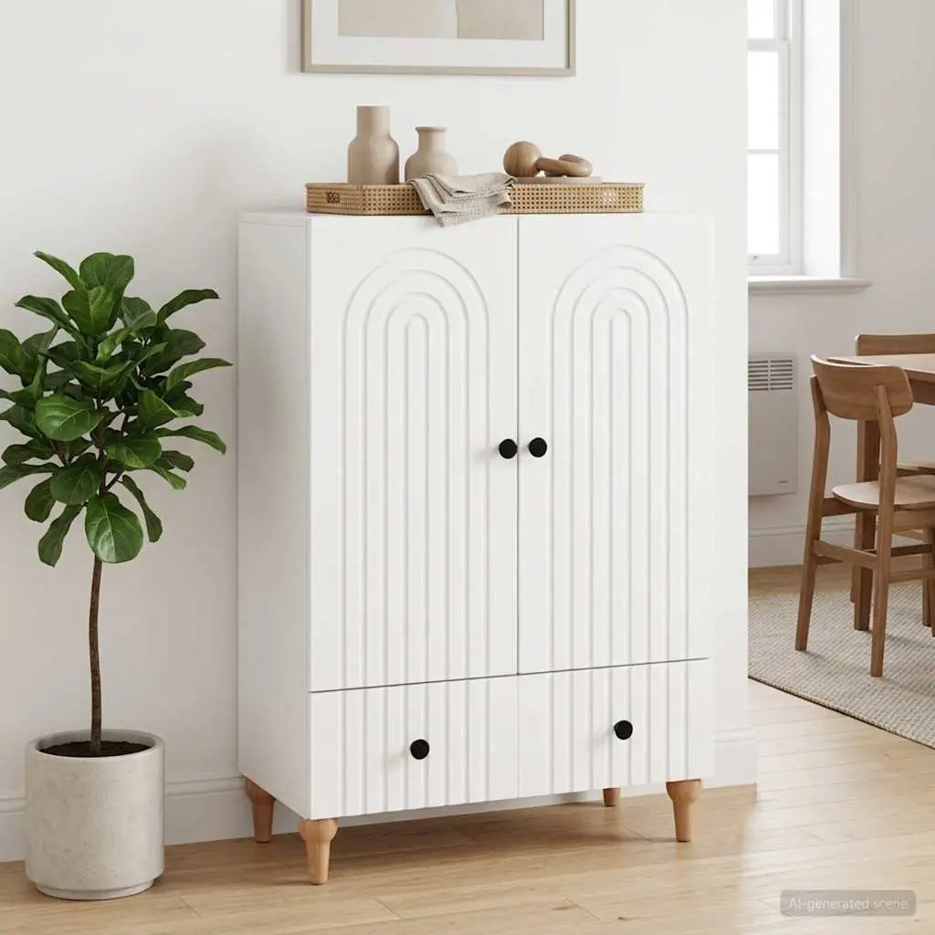 Sideboard Modern Storage Cabinet Engineered Wood Living Room Furniture White 66 x 34.5 x 95 cm