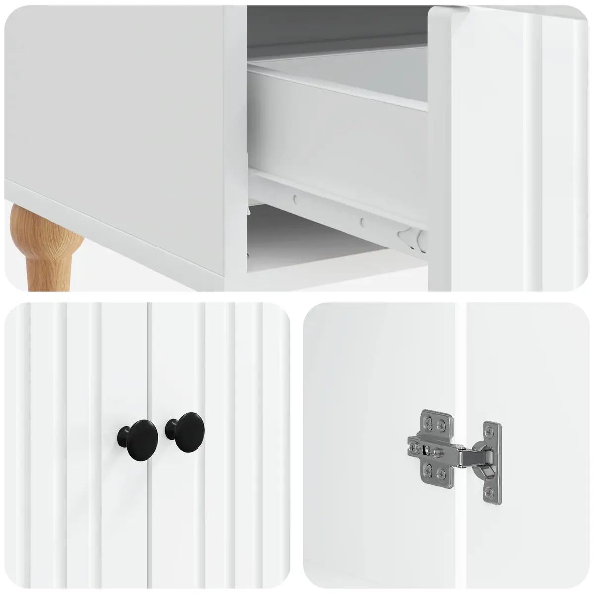 Sideboard Modern Storage Cabinet Engineered Wood Living Room Furniture White 66 x 34.5 x 95 cm