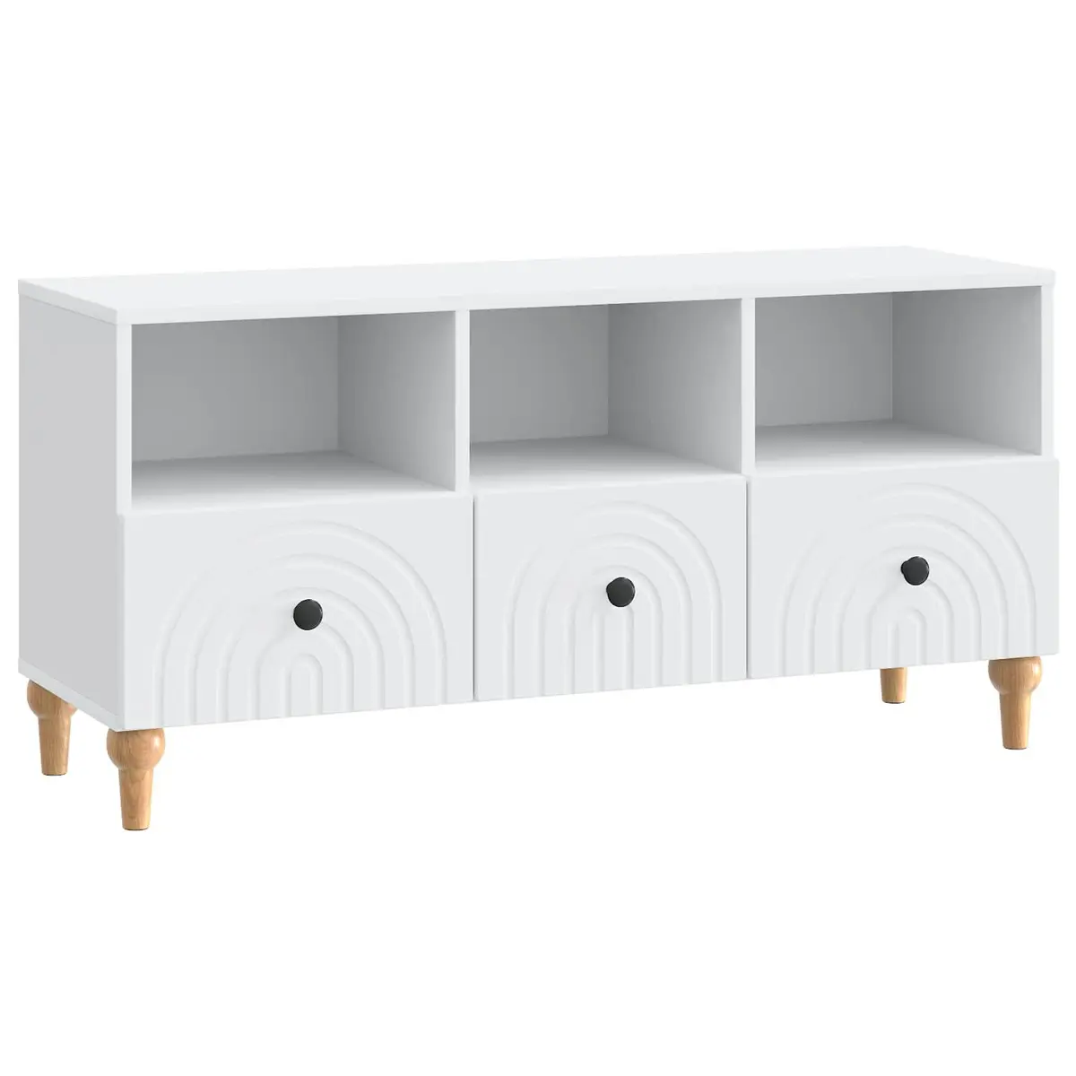 TV Cabinet White Modern Storage Unit Living Room Furniture Engineered Wood