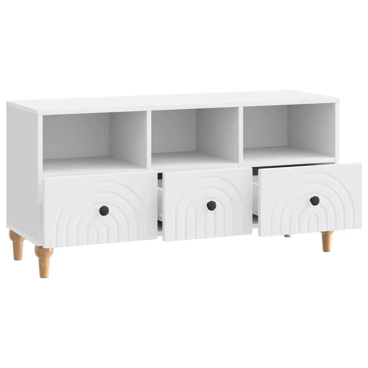 TV Cabinet White Modern Storage Unit Living Room Furniture Engineered Wood
