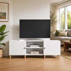 Reliable White TV Cabinet with Ample Storage Space