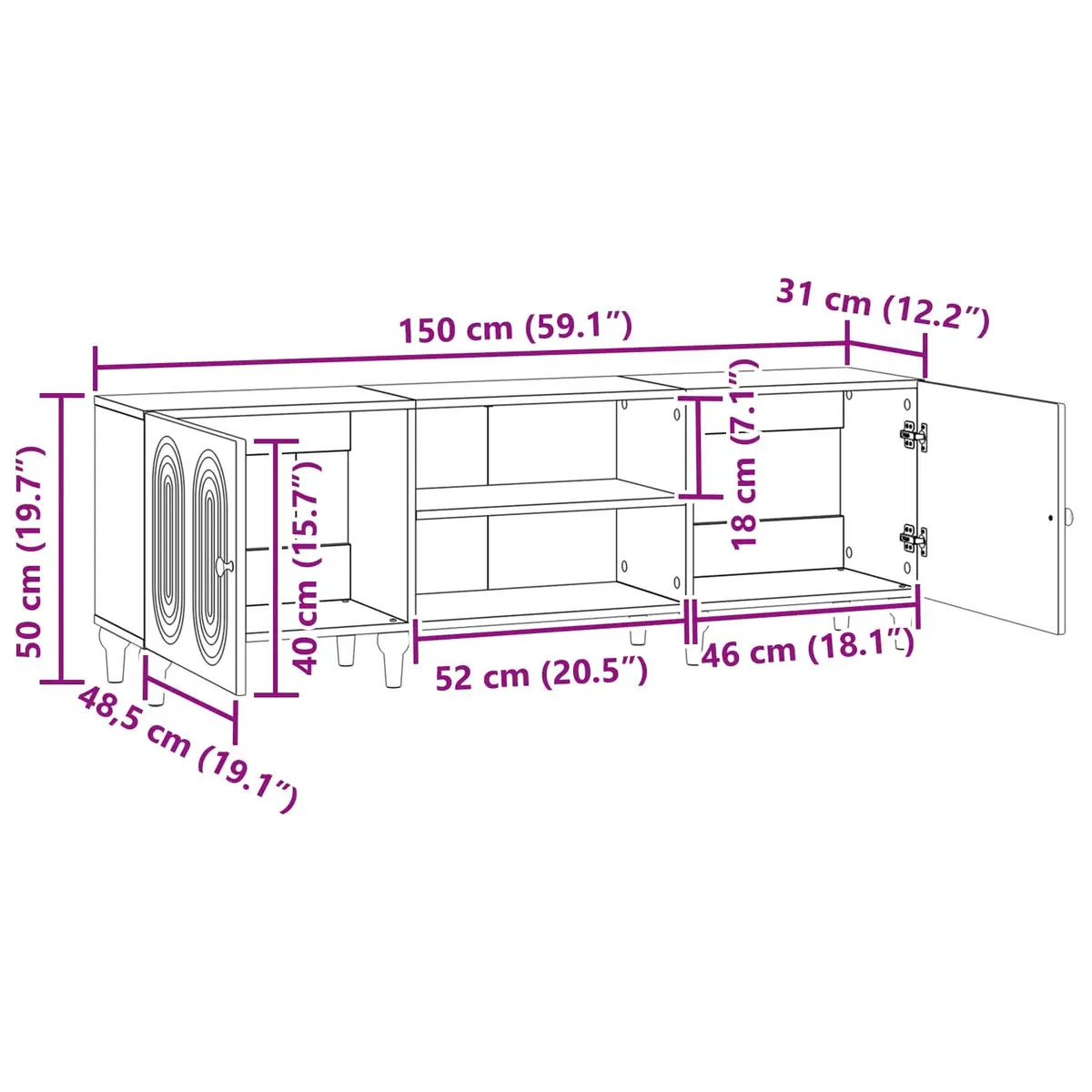 White TV Cabinet with Ample Storage Space