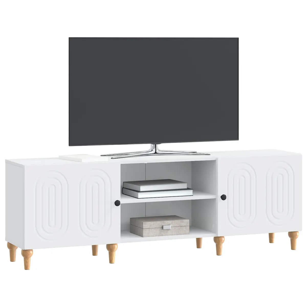 White TV Cabinet with Ample Storage Space