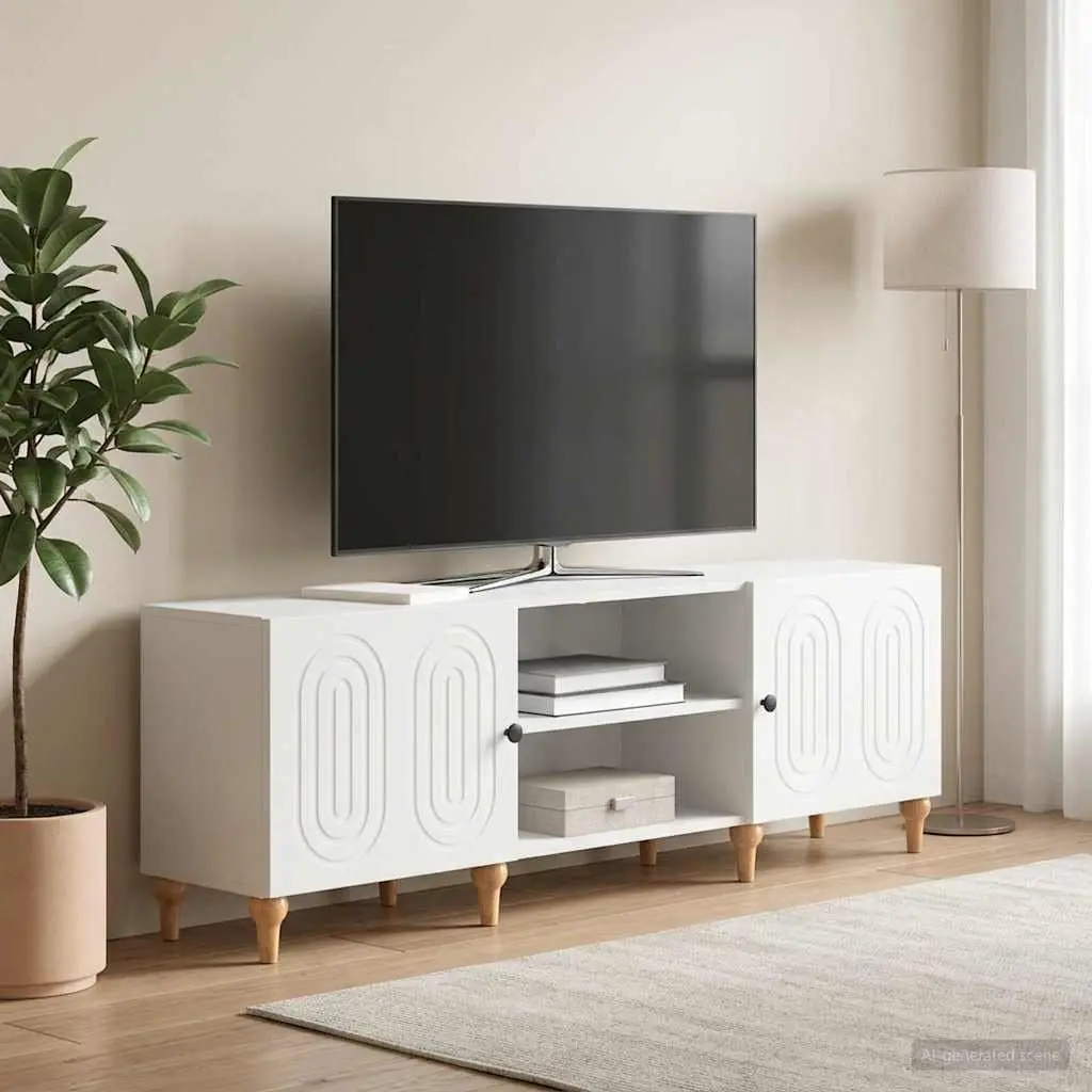 White TV Cabinet with Ample Storage Space