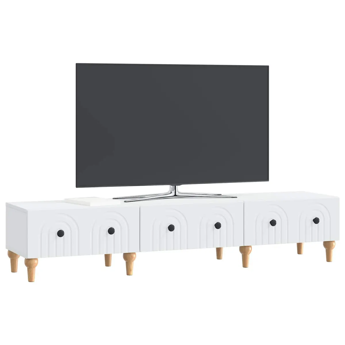 TV Cabinet Modern Storage Unit 147cm White Engineered Wood