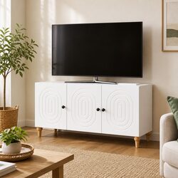 Reliable White TV Cabinet Offering Practical Storage
