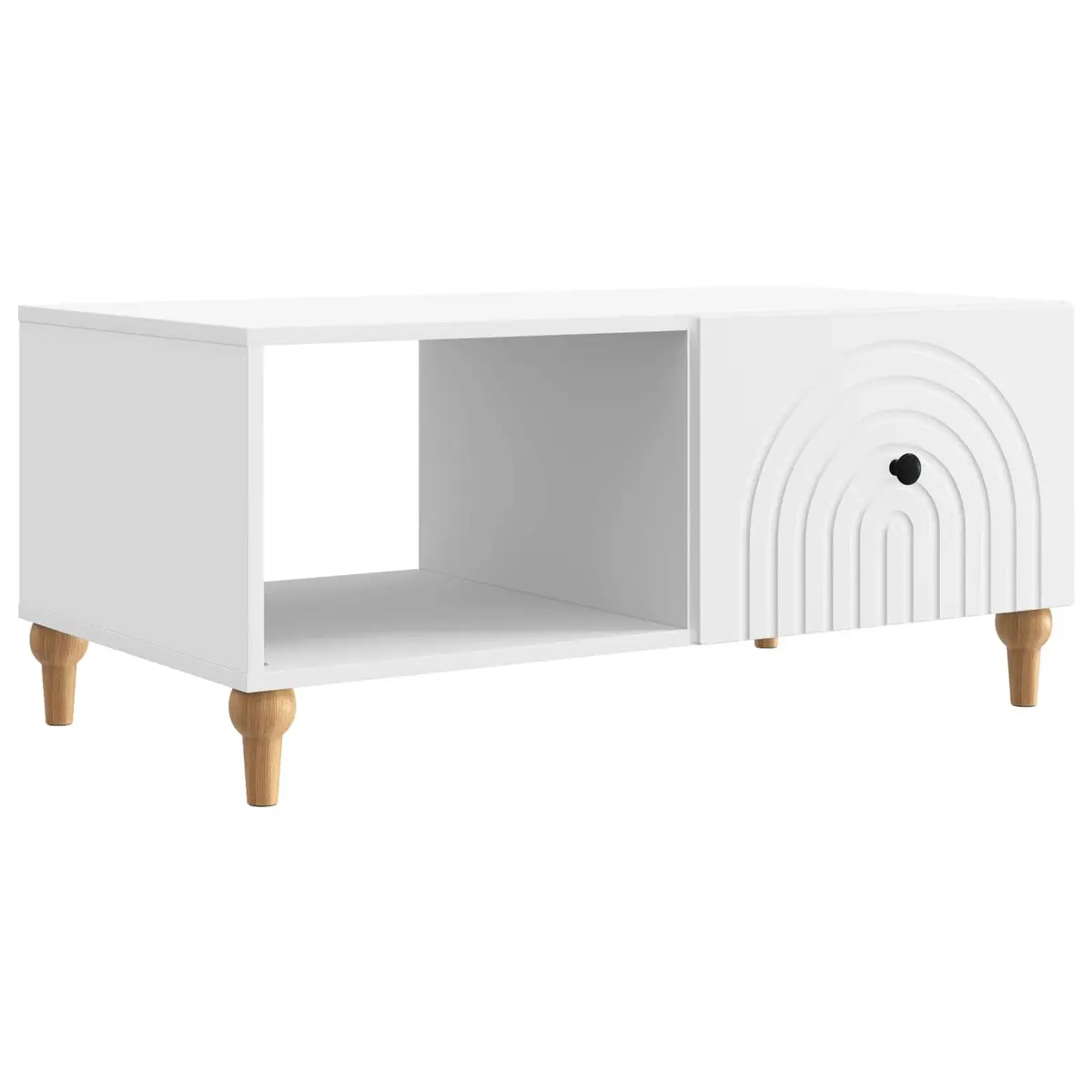 Coffee Table White 90 x 50 x 40 cm Living Room Accent Table Storage Shelves