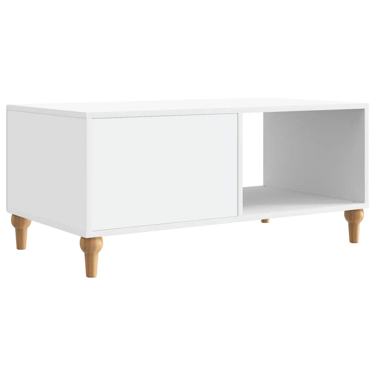 Coffee Table White 90 x 50 x 40 cm Living Room Accent Table Storage Shelves