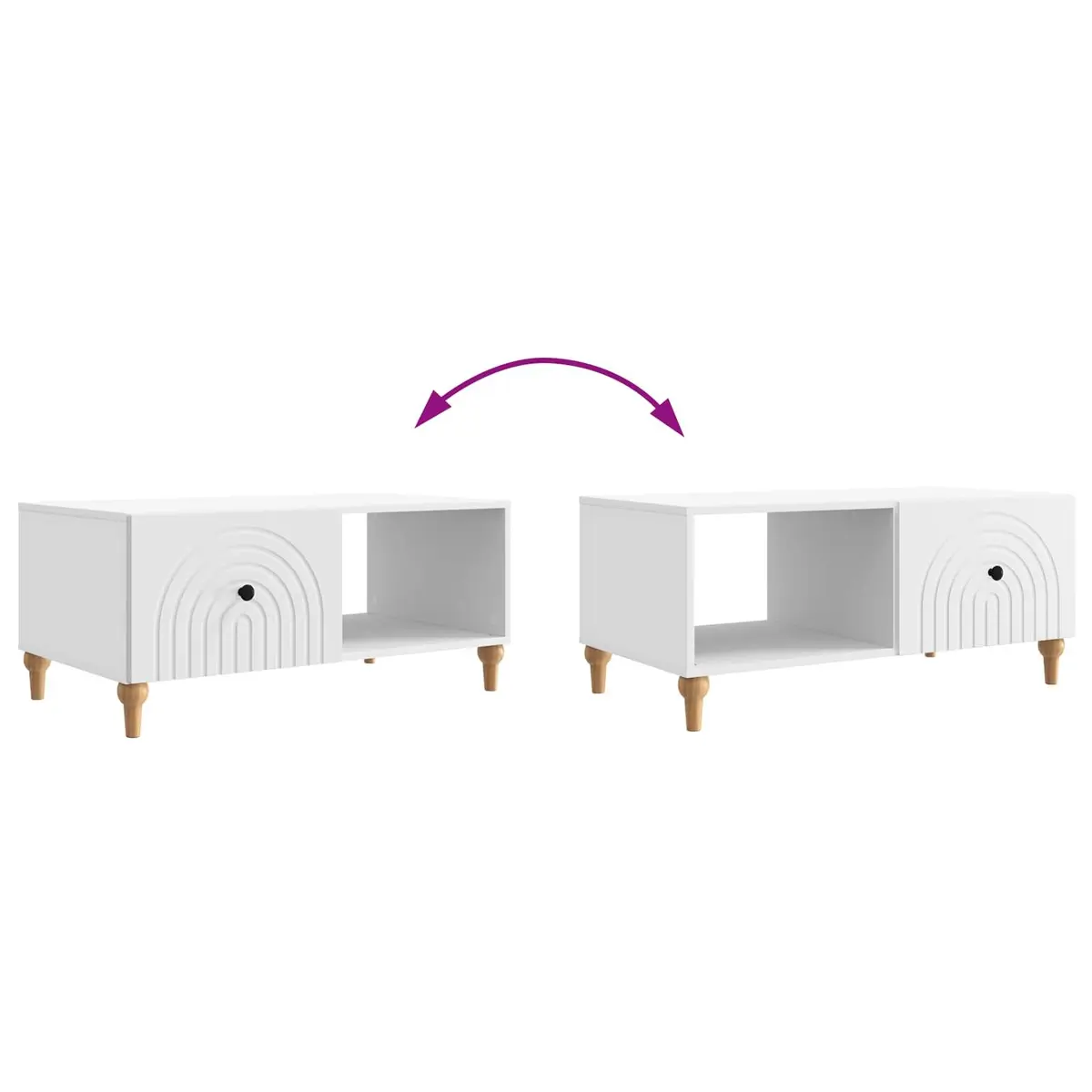 Coffee Table White 90 x 50 x 40 cm Living Room Accent Table Storage Shelves