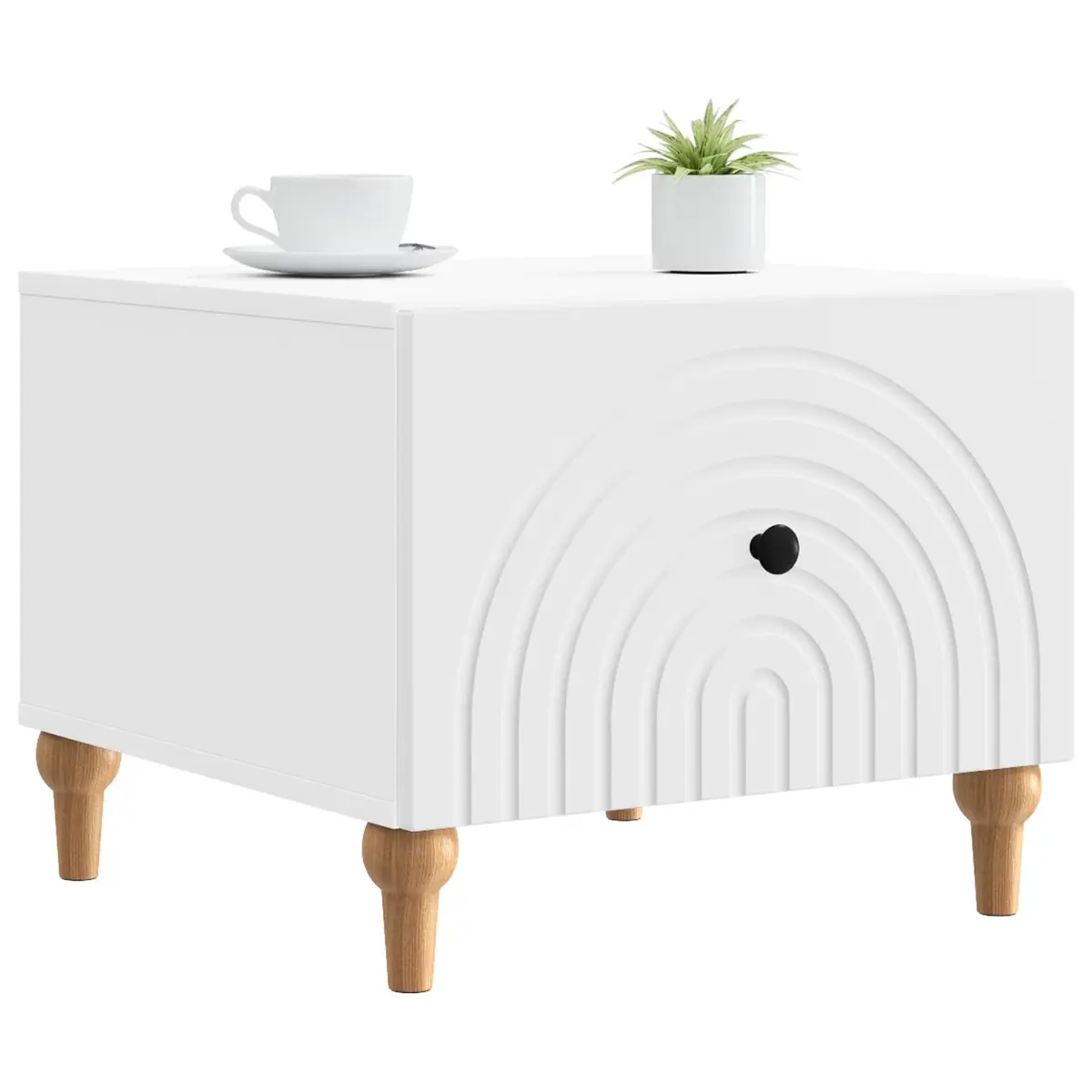 Coffee Table Storage Drawer Rectangular White Engineered Wood