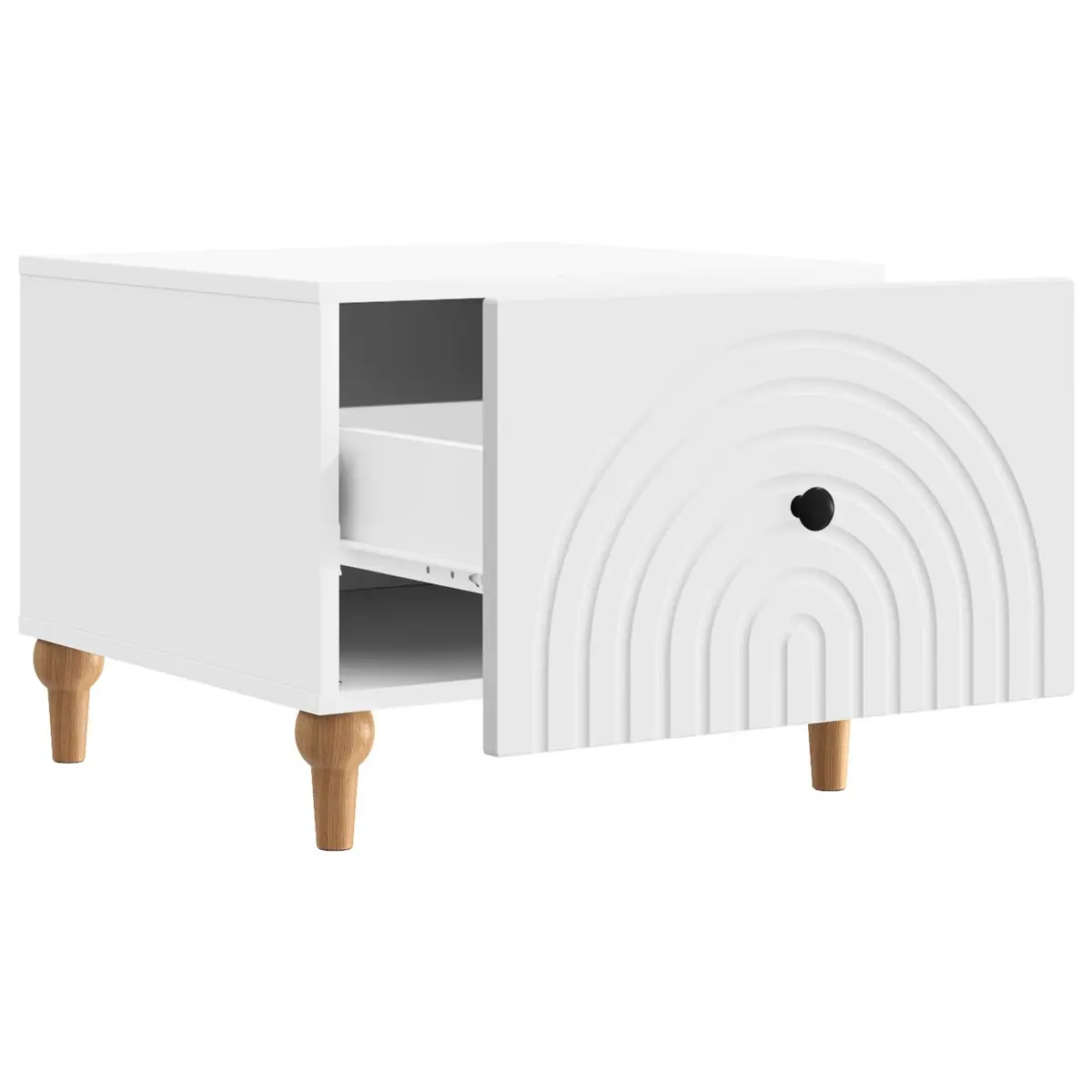 Coffee Table Storage Drawer Rectangular White Engineered Wood