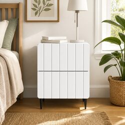 Reliable White Bedside Cabinet with Convenient Storage 43 x 34.5 x 49.5 cm