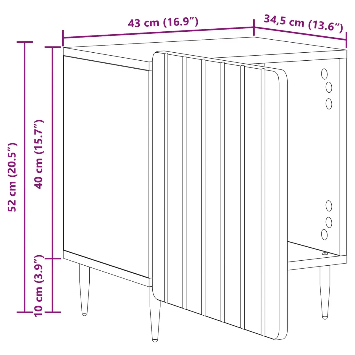 Bedside Cabinet Nightstand Storage 43 x 34.5 x 52 cm White Engineered Wood
