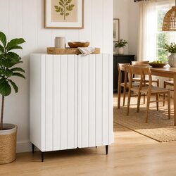 Sideboard White 66 x 34.5 x 92 cm Engineered Wood Storage Cabinet Living Room