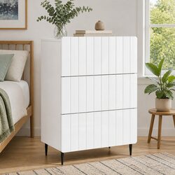Drawer Cabinet White Storage Unit Modern Design Engineered Wood Furniture