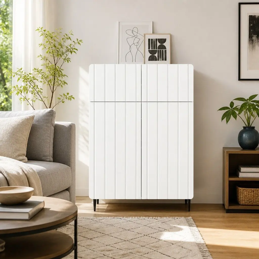 Sideboard Modern Storage Cabinet 66 x 34.5 x 92 cm White