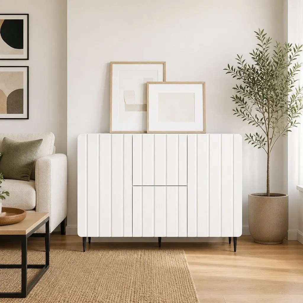 Sideboard Modern Storage Cabinet 89cm White Engineered Wood Dining Buffet